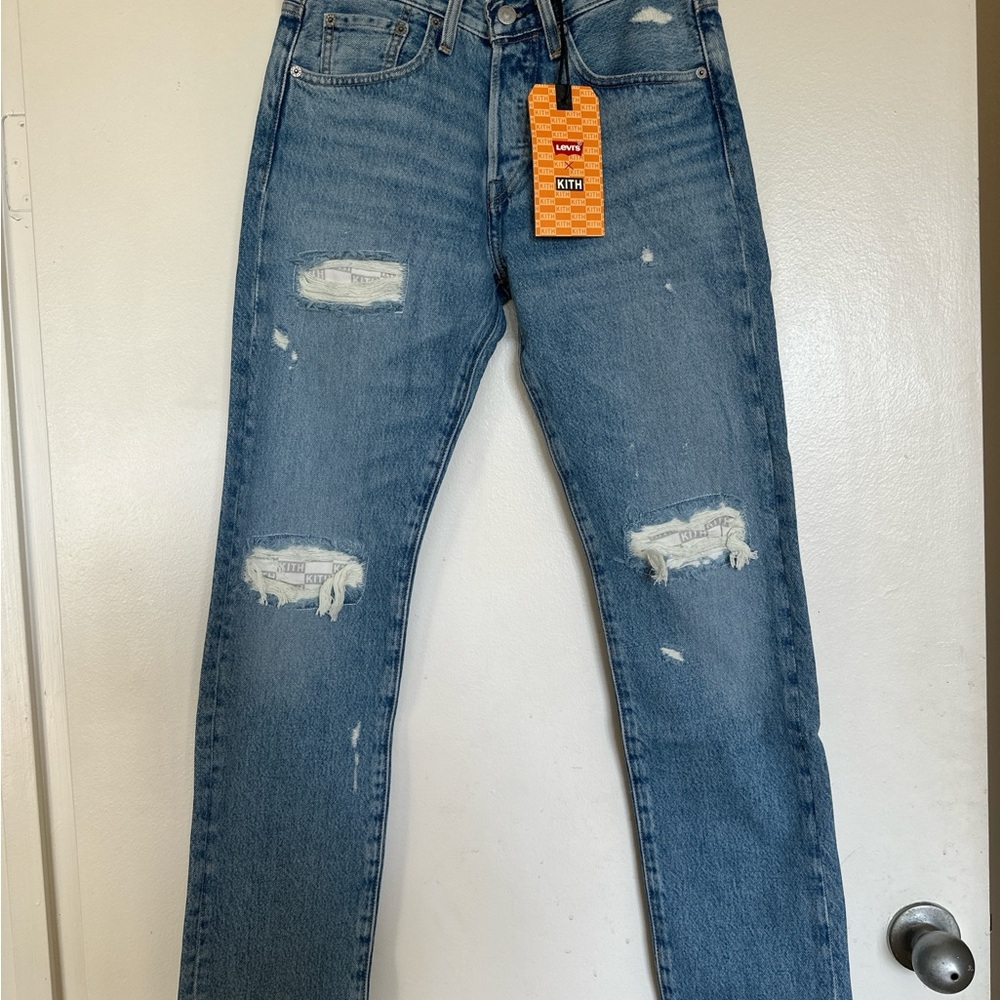 Kith Men's Blue Distressed Straight Jeans